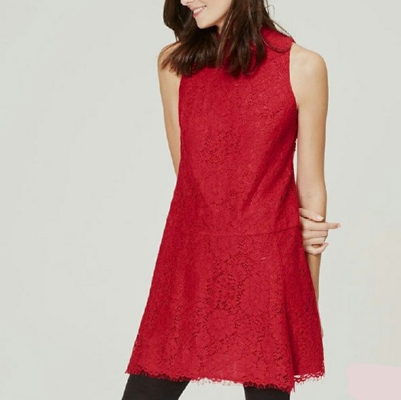 loft red lace dress